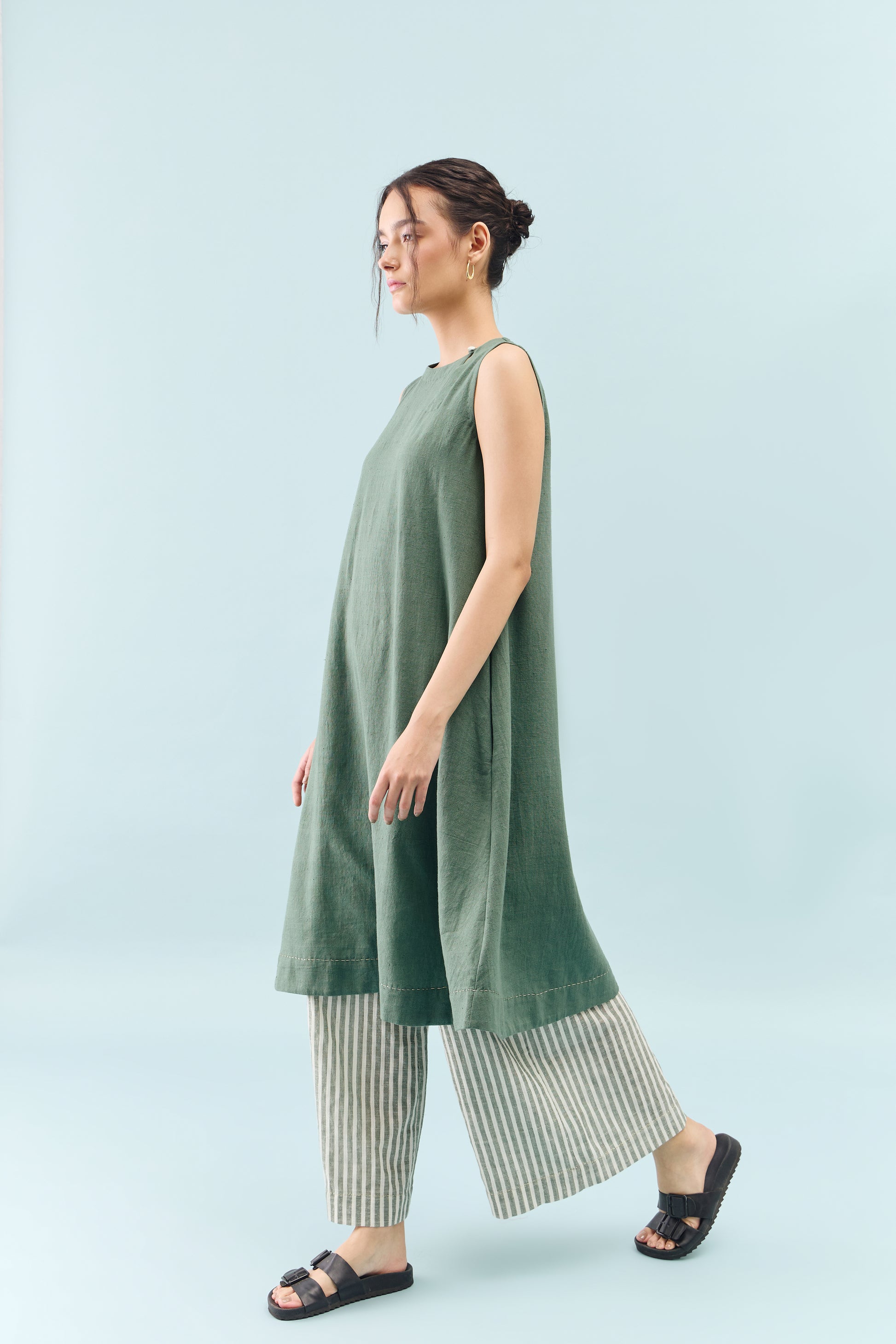 Qutn Green Embroidered Coord Set