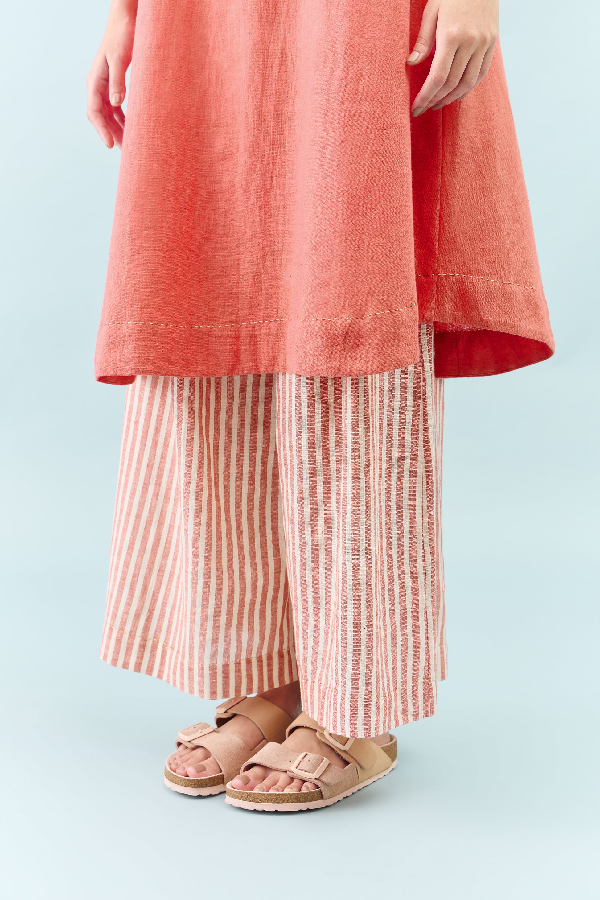 Qutn Red Embroidered Coord Set