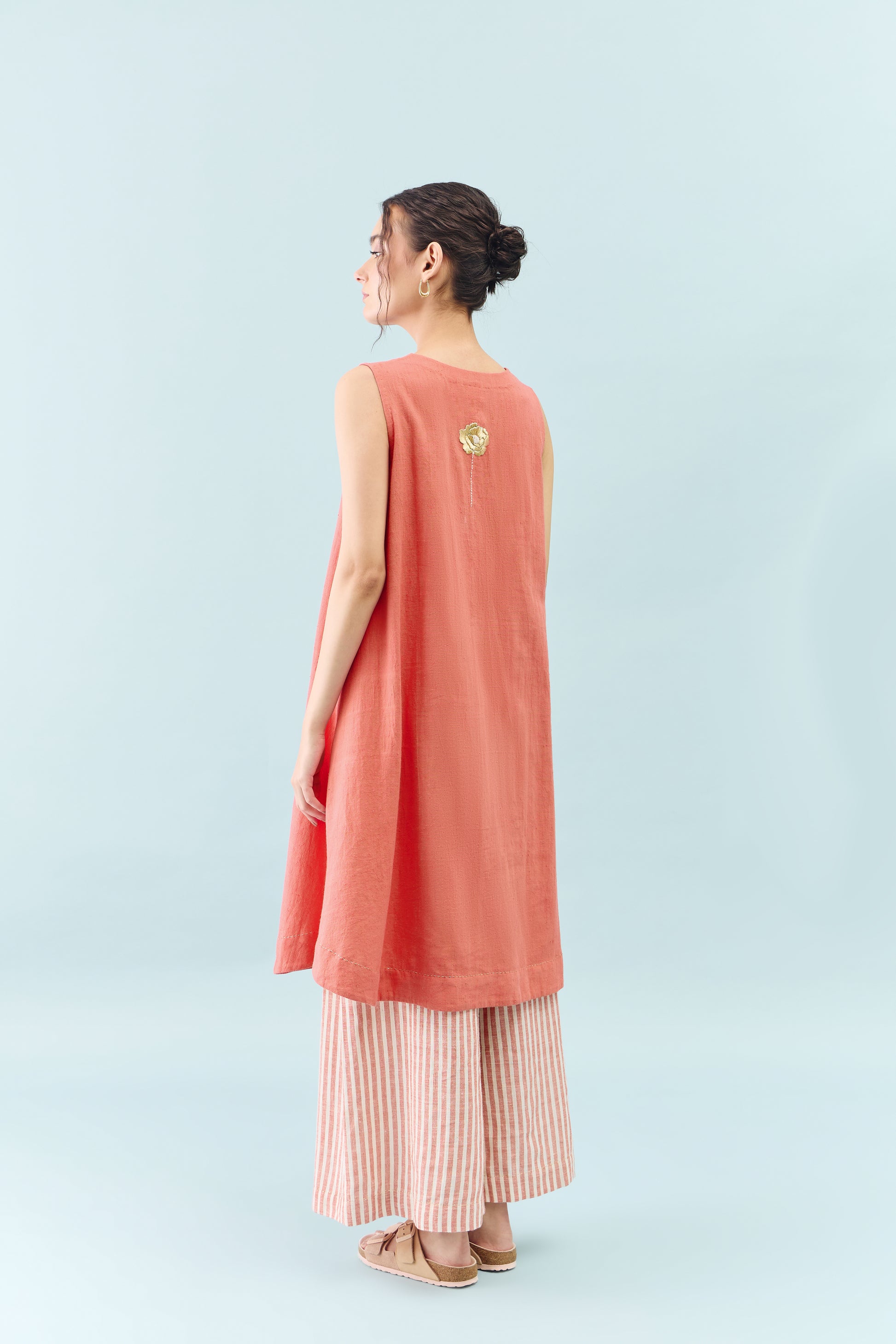 Qutn Red Embroidered Coord Set