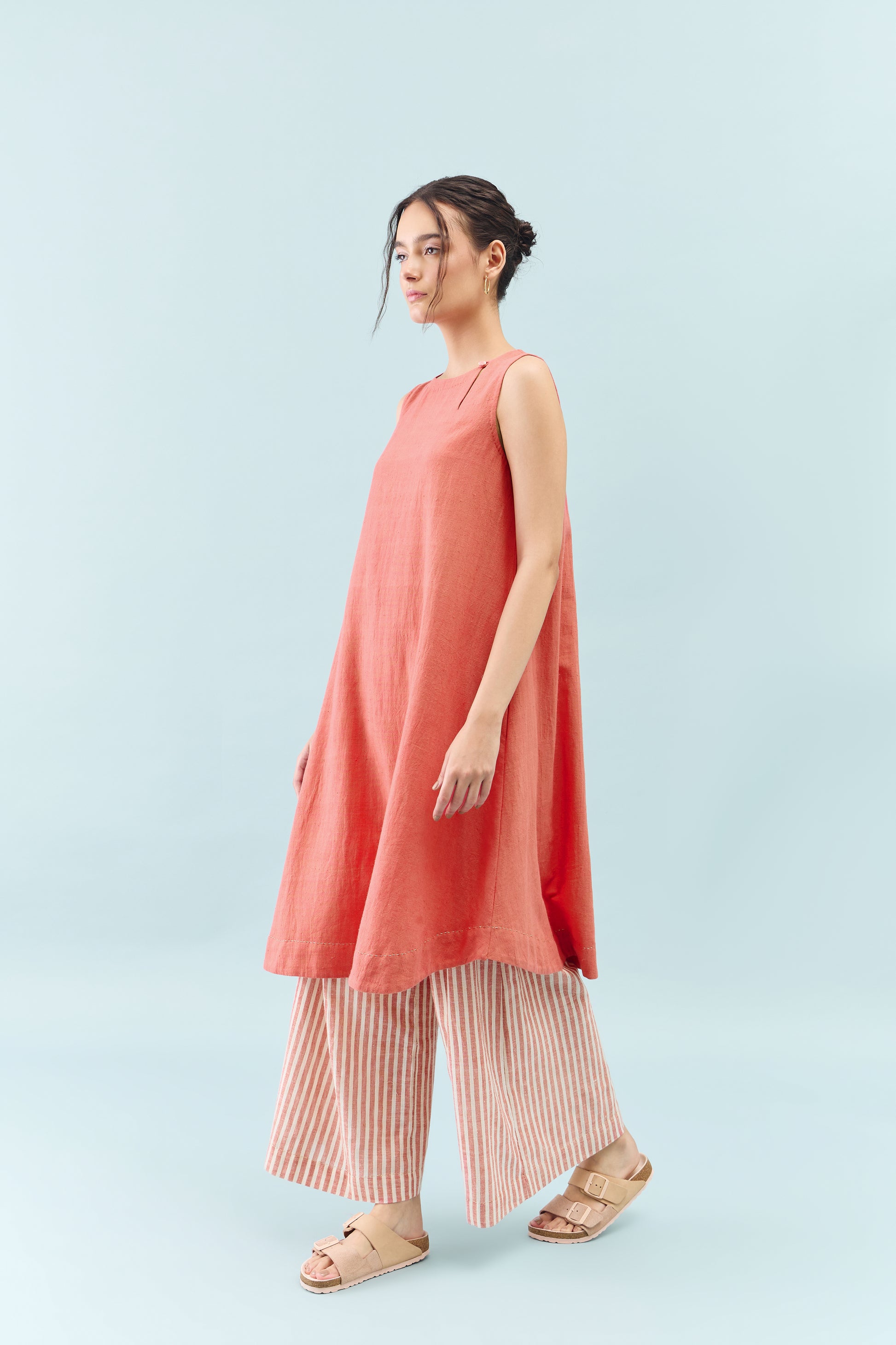 Qutn Red Embroidered Coord Set