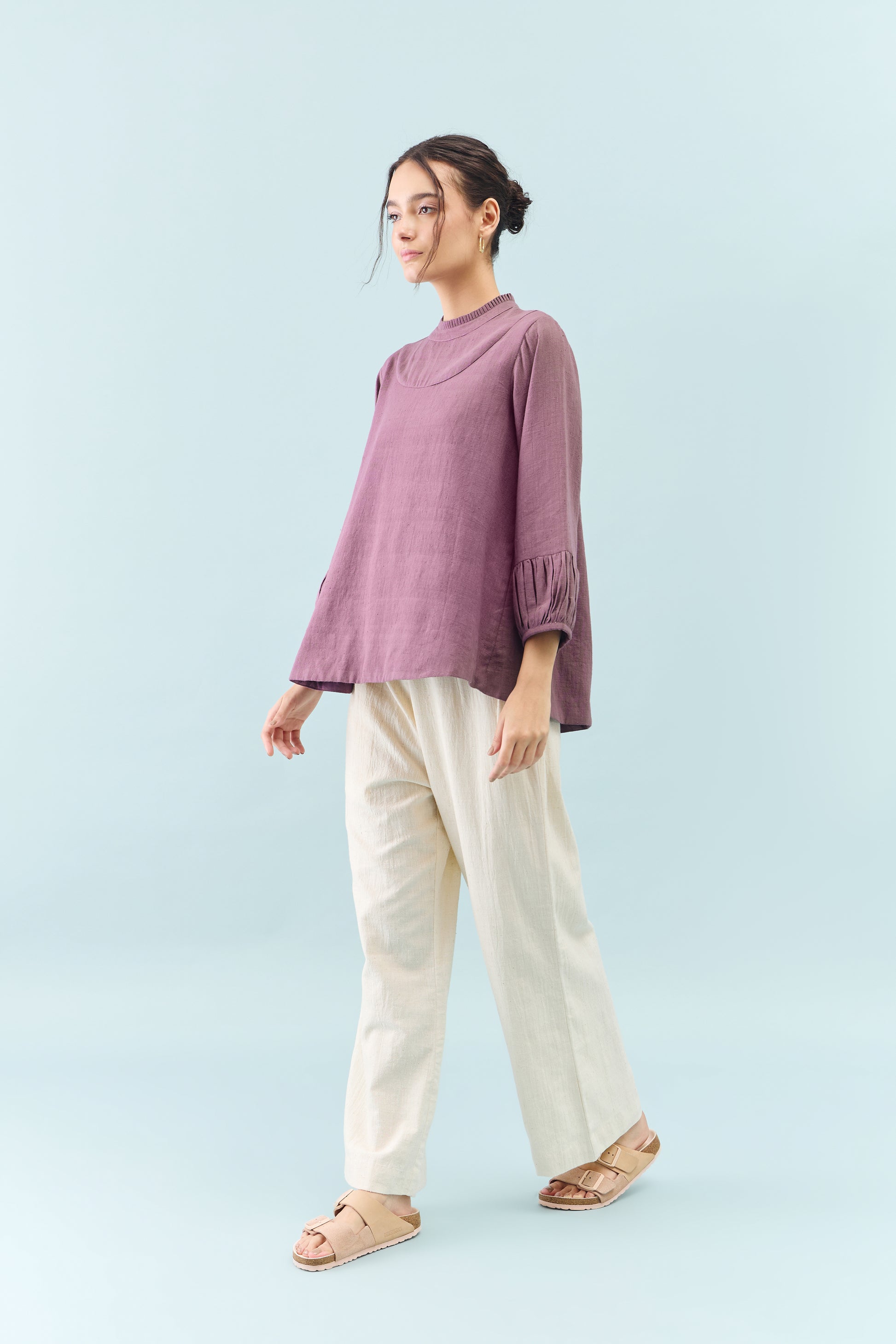 Purple Tūla chidiya embroidered Top