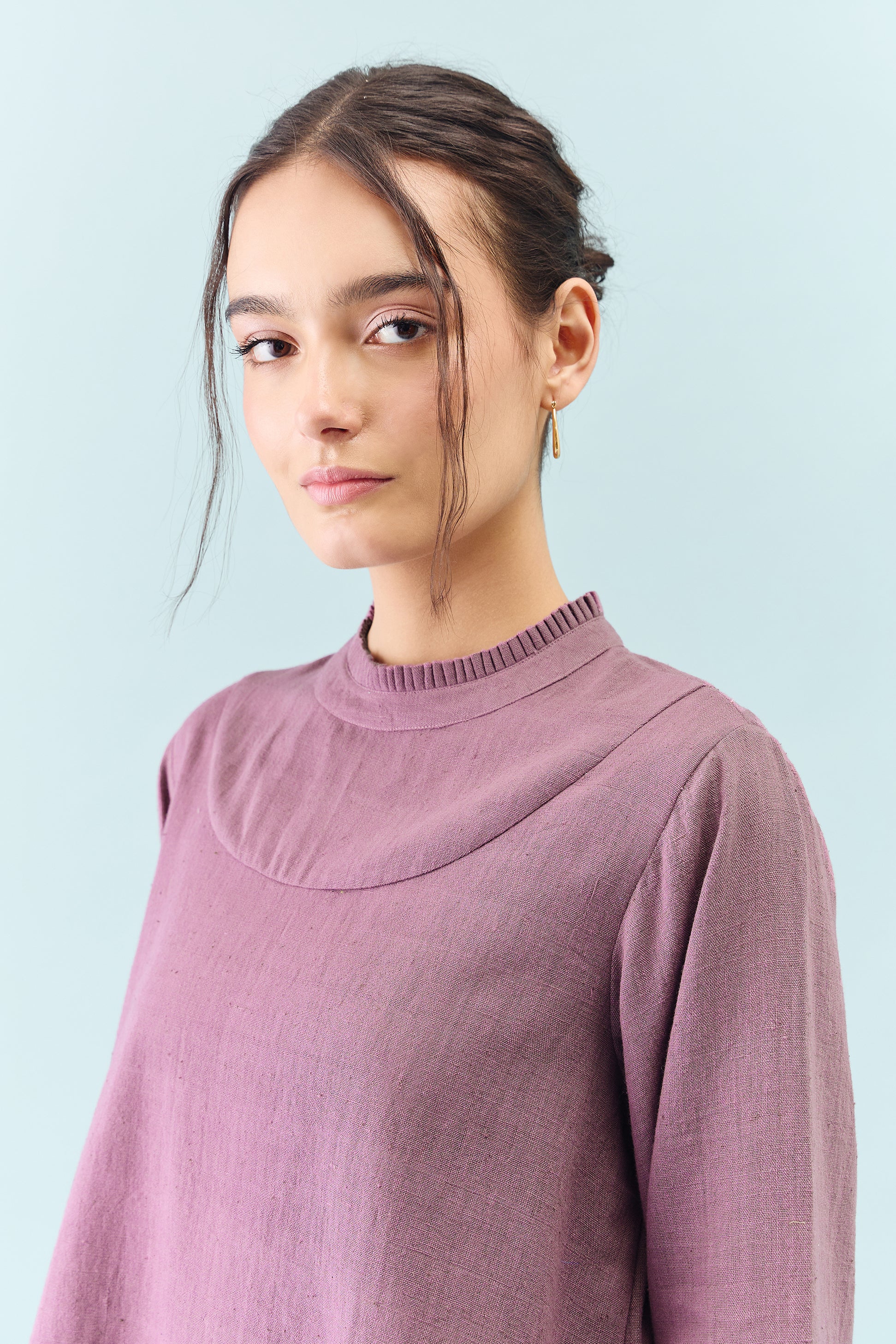 Purple Tūla chidiya embroidered Top