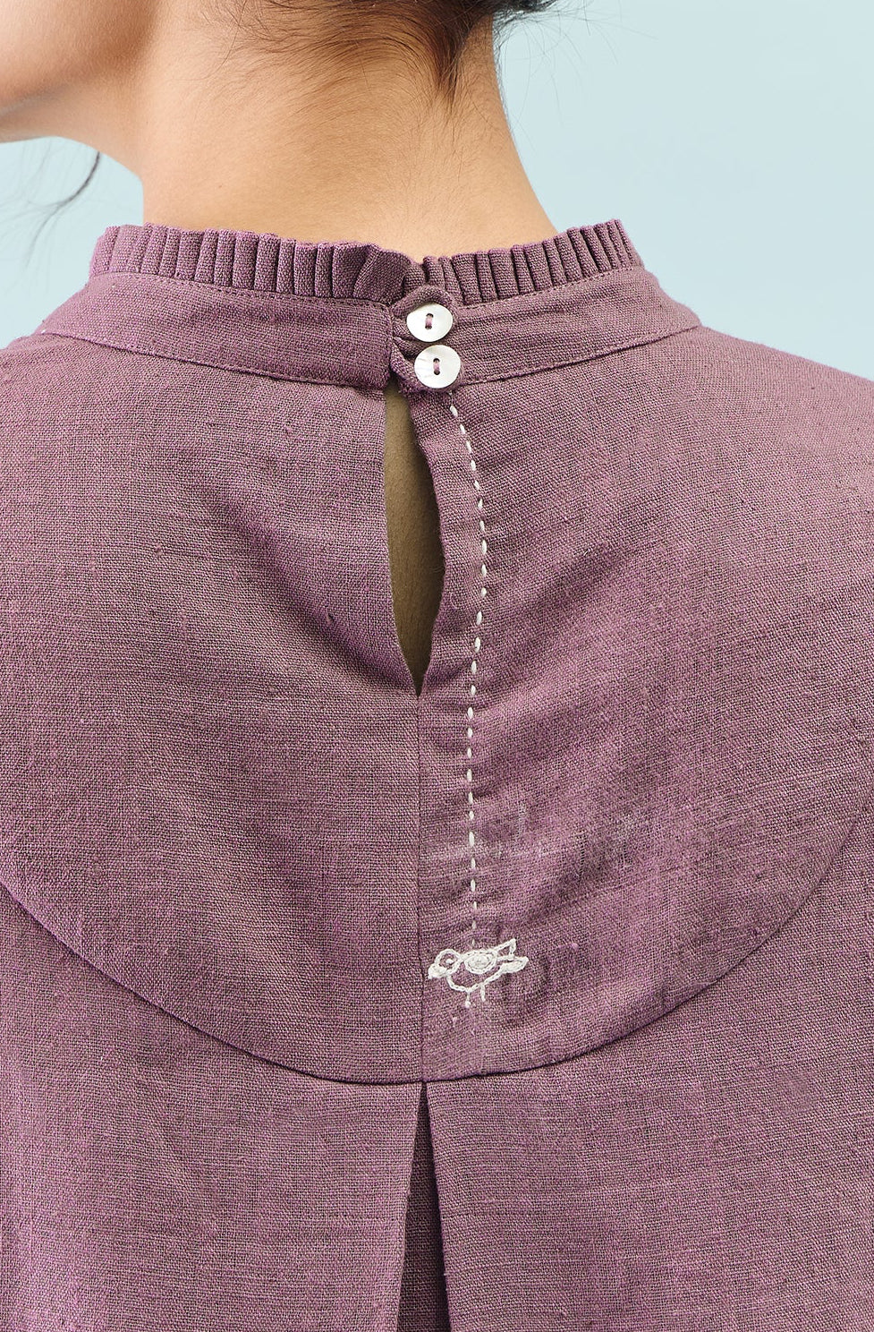 Purple Tūla chidiya embroidered Top