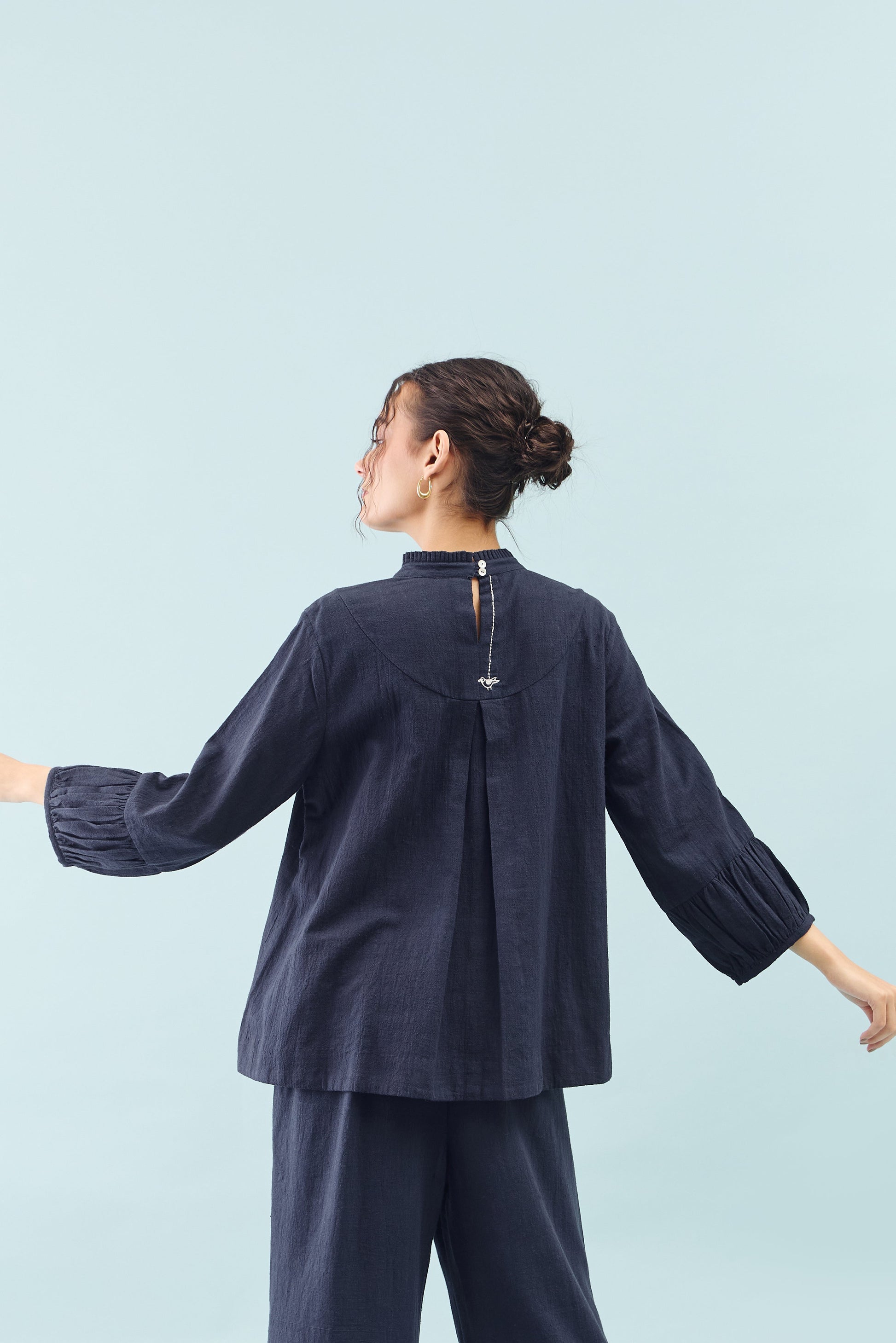 Indigo Tūla chidiya embroidered Top